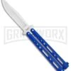 Benchmark Balisong Blue Butterfly Knife - Satin Plain 1 Benchmark Balisong Blue Butterfly Knife - Satin Plain -Kershaw Store Benchmark BM011 Blue Balisong Butterfly Satin BM011 BHQ 115069 jr large