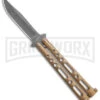 Benchmark Gold Epoxy Steel Butterfly Knife - Stonewash Plain -Kershaw Store Benchmark Butterfly Gold Stonewash BHQ 138079 td large