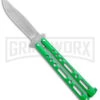 Benchmark Green Epoxy Steel Butterfly Knife - Stonewash Plain
