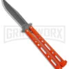 Benchmark Orange Epoxy Steel Butterfly Knife - Stonewash Plain -Kershaw Store Benchmark Butterfly Orange Stonewash BHQ 137772 td large