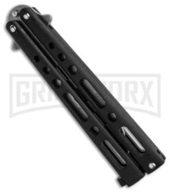 Benchmark Black Butterfly Trainer Knife - Stonewash Dull 8 Benchmark Black Butterfly Trainer Knife - Stonewash Dull -Kershaw Store Benchmark Butterfly Rrainer Black SW BHQ 137773 td side large