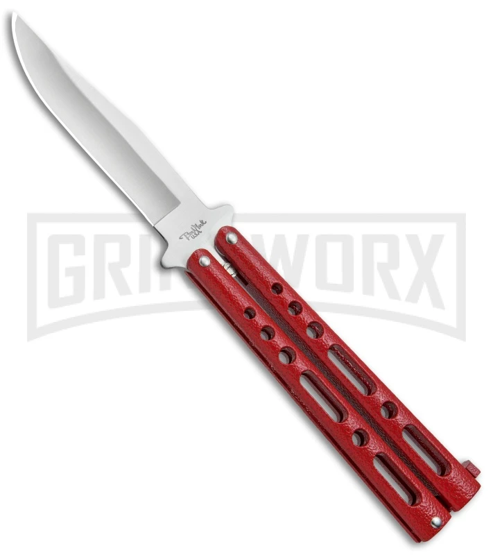 Benchmark BM009 Red Balisong Butterfly Knife - Satin Plain 3 Benchmark BM009 Red Balisong Butterfly Knife - Satin Plain