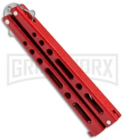 Benchmark BM009 Red Balisong Butterfly Knife - Satin Plain 8 Benchmark BM009 Red Balisong Butterfly Knife - Satin Plain -Kershaw Store Benchmark Red Buttefly Knife Satin BM009 BHQ 74287 jr side large