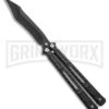 Chalkhill Balisong Butterfly Knife - Black Tanto Skeletonized -Kershaw Store Black Balisong Clip Point Butterfly Knife Black Finish GX 37653 td large