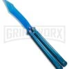 Chalkhill Balisong Black Butterfly Knife - Blue Tanto -Kershaw Store Blue Balisong Clip Point Butterfly Knife Blue Finish GX 37656 td large