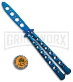 Blue Balisong Trainer Butterfly Knife - Blue Dull -Kershaw Store Blue Balisong Trainer Butterfly Knife Blue Finish GX 37659 td size large