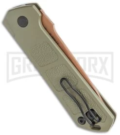 Boker Kihon OD Green Automatic Knife - Copper Plain -Kershaw Store Boker Burnley Kihon Desert Warrior DP Auto Copper D2 01BO955NSOI BHQ 101391 jr side large