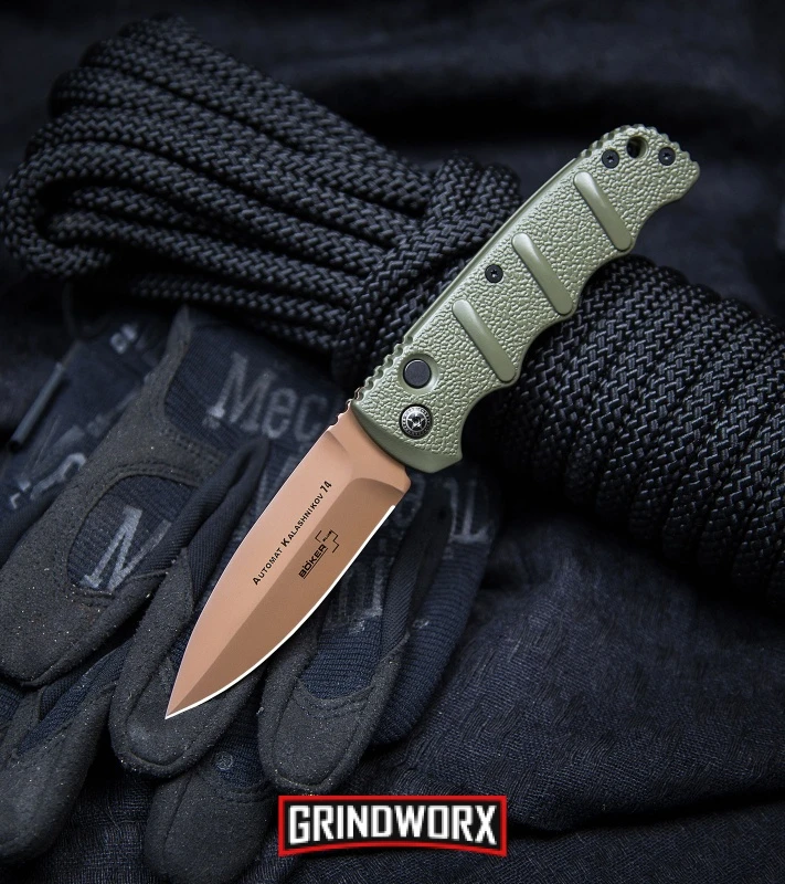 Boker Kalashnikov Desert Warrior Dagger Automatic Knife - Copper Plain 7 Boker Kalashnikov Desert Warrior Dagger Automatic Knife - Copper Plain - Image 5