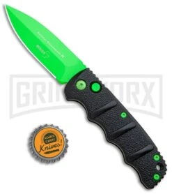 Boker Kalashnikov Automatic Knife - D2 Dagger Electric Green Plain -Kershaw Store Boker Kalashnikov Black Widow Green jr bottlecap large