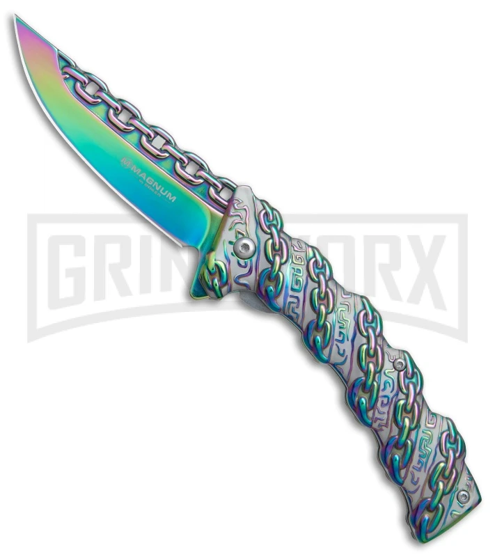 Boker Magnum Chained Rainbow Spring Assisted Knife - Spectrum Plain 3 Boker Magnum Chained Rainbow Spring Assisted Knife - Spectrum Plain