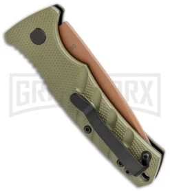 Boker Mini Strike Automatic Knife Black - Drop Point Copper Plain -Kershaw Store Boker Mini Strike Auto OD Green Copper 01BO438NSOI BHQ 99631 jr side large