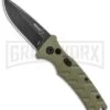 Boker Mini Strike Automatic Knife OD Green - Drop Point Black SW Plain -Kershaw Store Boker Mini Strike Auto OD Green Smokewash 01BO437NSOI BHQ 99630 jr large
