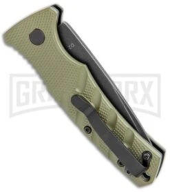 Boker Mini Strike Automatic Knife OD Green - Drop Point Black SW Plain -Kershaw Store Boker Mini Strike Auto OD Green Smokewash 01BO437NSOI BHQ 99630 jr side large
