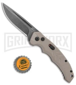 Boker Plus Intention II Automatic Folding Knife Coyote Tan - Black SW Drop Point -Kershaw Store Boker Plus Intention Coyote Auto SW 01B0483 BHQ 115755 jr bottlecap large