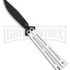 Boker Plus Papillon Butterfly Knife White - Black Plain 1 Boker Plus Papillon Butterfly Knife White - Black Plain -Kershaw Store Boker Plus Papillon Butterfly Knife White 4.1in Black BHQ 184251 hd large