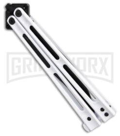 Boker Plus Papillon Butterfly Knife White - Black Plain -Kershaw Store Boker Plus Papillon Butterfly Knife White 4.1in Black BHQ 184251 hd side large