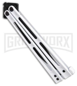 Boker Plus Papillon Butterfly Knife White - Black Plain -Kershaw Store Boker Plus Papillon Butterfly Knife White 4.1in Black BHQ 184251 hd spine large