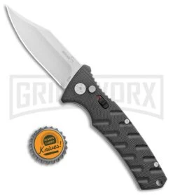 Boker Plus Strike Automatic Knife - Bowie Stonewash Plain -Kershaw Store Boker Plus Strike Bowie Auto Black SW 01BO429NSOI BHQ 97034 jr bottlecap large