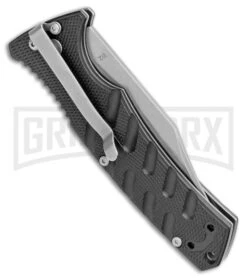 Boker Plus Strike Automatic Knife - Bowie Stonewash Plain -Kershaw Store Boker Plus Strike Bowie Auto Black SW 01BO429NSOI BHQ 97034 jr side large