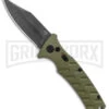 Boker Plus Strike OD Green Automatic Knife - Bowie Black Stonewash Plain -Kershaw Store Boker Plus Strike Bowie Auto OD Green Black Wash BHQ 125301 jr large
