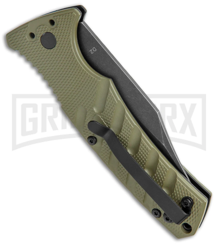 Boker Plus Strike OD Green Automatic Knife - Bowie Black Stonewash Plain 5 Boker Plus Strike OD Green Automatic Knife - Bowie Black Stonewash Plain - Image 3