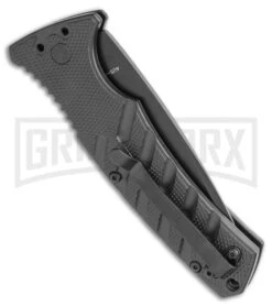 Boker Plus Strike Automatic Knife - Tanto Black Serrated 12 Boker Plus Strike Automatic Knife - Tanto Black Serrated -Kershaw Store Boker Plus Strike Tanto Automatic Knife 3.25 Black Serr 01BO401N LS Side large