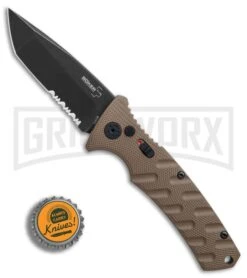 Boker Plus Strike Coyote Brown Automatic Knife - Tanto Black SW Serr 14 Boker Plus Strike Coyote Brown Automatic Knife - Tanto Black SW Serr -Kershaw Store Boker Plus Strike Tanto Coyote Brown black sw serr BHQ 67885 er bottlecap large