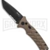 Boker Plus Strike Coyote Brown Automatic Knife - Tanto Black SW Serr -Kershaw Store Boker Plus Strike Tanto Coyote Brown black sw serr BHQ 67885 er large