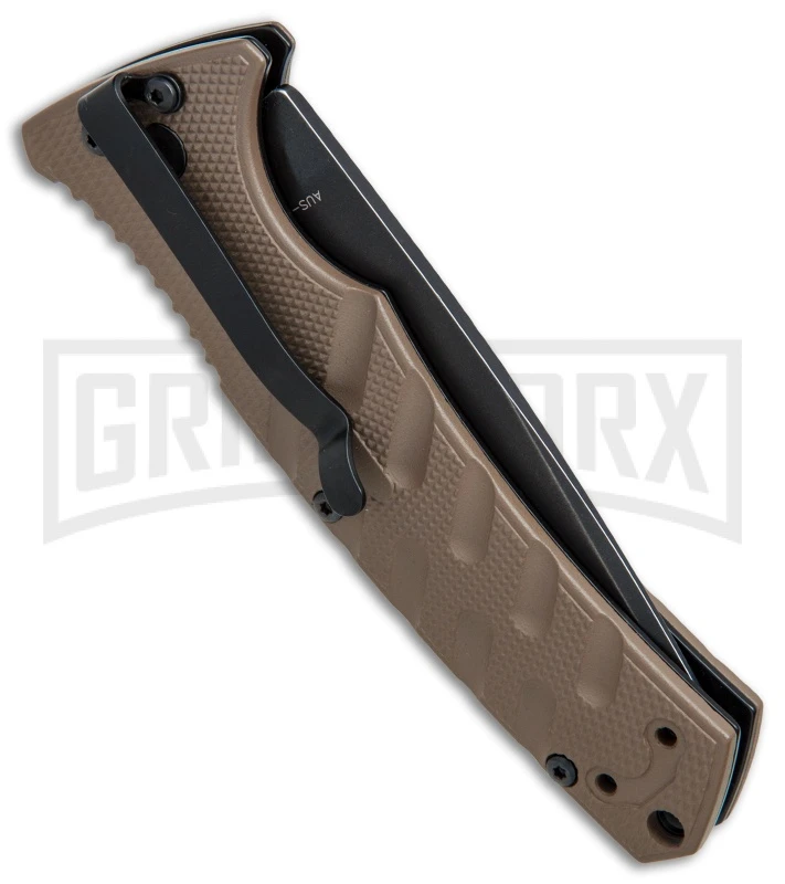 Boker Plus Strike Coyote Brown Automatic Knife - Tanto Black SW Serr 4 Boker Plus Strike Coyote Brown Automatic Knife - Tanto Black SW Serr - Image 2