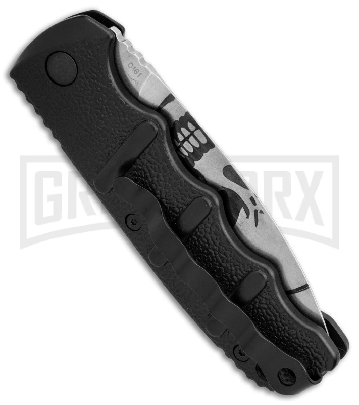 Boker Kalashnikov Skull Black Automatic Knife - D2 Dagger Stonewash Plain 4 Boker Kalashnikov Skull Black Automatic Knife - D2 Dagger Stonewash Plain - Image 2
