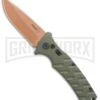 Boker Plus Strike Desert Warrior OD Green Automatic Knife - D2 Drop Point Copper -Kershaw Store Boker Strike drop point Desert Warrior OD Green copper BHQ 70998 er large