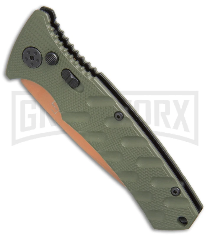 Boker Plus Strike Desert Warrior OD Green Automatic Knife - D2 Drop Point Copper 5 Boker Plus Strike Desert Warrior OD Green Automatic Knife - D2 Drop Point Copper - Image 3