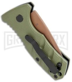 Boker Stubby Strike Automatic Knife - Desert Warrior -Kershaw Store Boker Stubby Strike CA Legal Auto OD Green Copper 01BO443NSOI BHQ 99649 jr side large