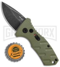Boker Stubby Strike OD Green Automatic Knife - Black Stonewash -Kershaw Store Boker Stubby Strike CA Legal Auto OD Green Smokewash 01BO442NSOI BHQ 99648 jr bottlecap large