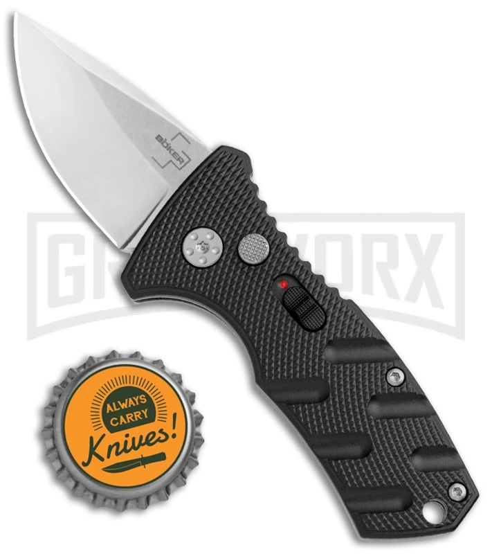 Boker Stubby Strike Black Automatic Knife - Stonewash 6 Boker Stubby Strike Black Automatic Knife - Stonewash - Image 4
