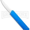 Boker USA Kwaiken OTF Automatic Knife Blue Aluminum (3.4" Satin) 06EX550 -Kershaw Store Boker USA Kwaiken OTF Auto Blue Aluminum SW 06EX550 BHQ 115742 jr large
