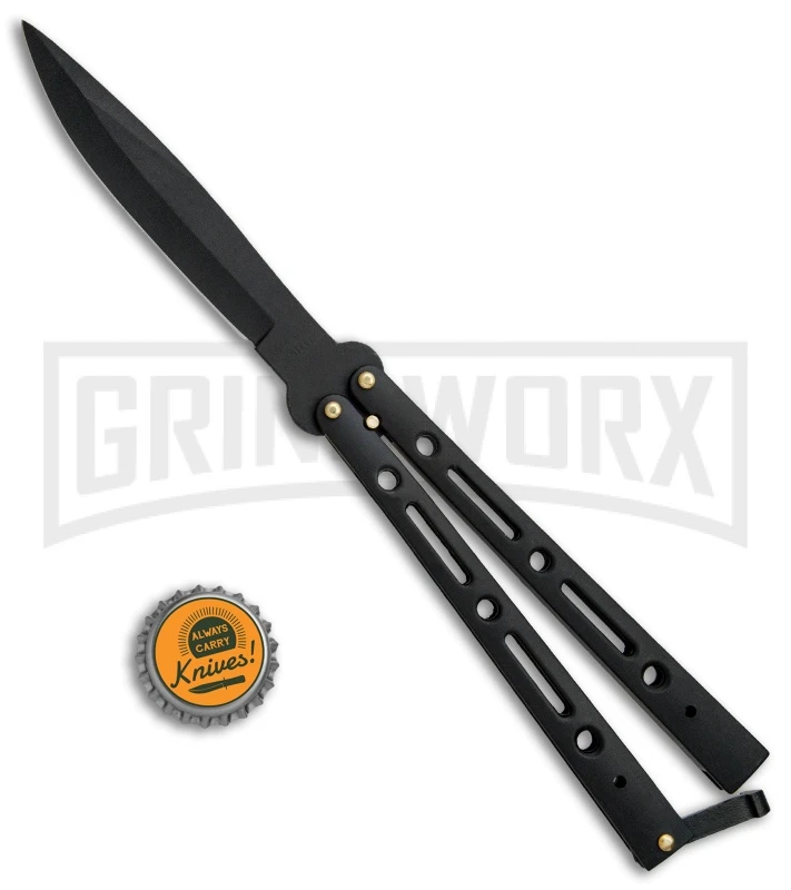 Andux Aerial Black Balisong Butterfly Knife - Black Plain 7 Andux Aerial Black Balisong Butterfly Knife - Black Plain - Image 5