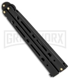 Andux Aerial Black Balisong Butterfly Knife - Black Plain 9 Andux Aerial Black Balisong Butterfly Knife - Black Plain -Kershaw Store Butterfly Black Tactical B7 BK BHQ 81119 jr side large