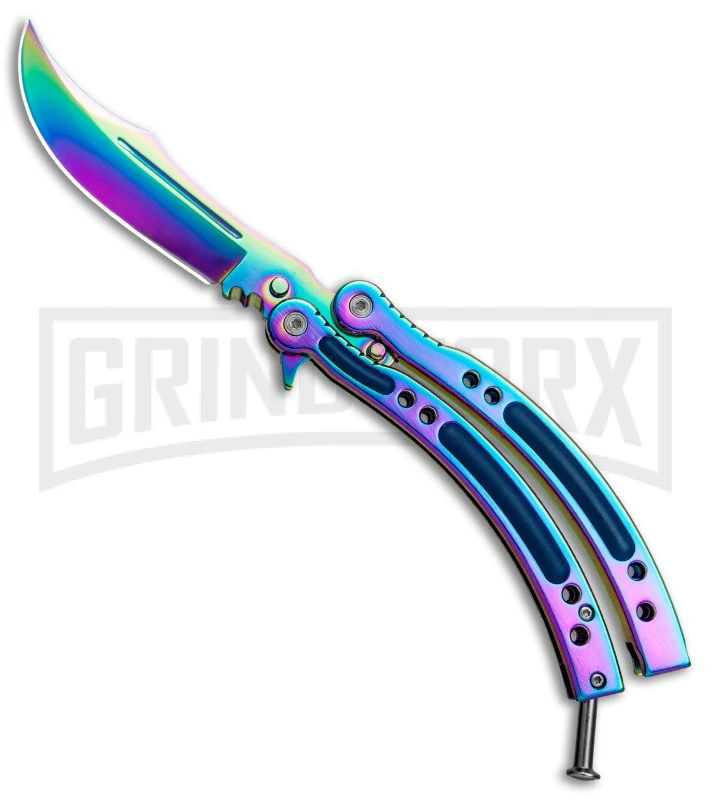 Andux CS Spectrum Balisong Butterfly Knife W/ Blue Inlays - Bowie Spectrum Plain 3 Andux CS Spectrum Balisong Butterfly Knife W/ Blue Inlays - Bowie Spectrum Plain