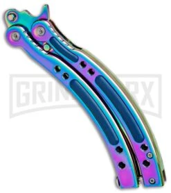 Andux CS Spectrum Balisong Butterfly Knife W/ Blue Inlays - Bowie Spectrum Plain 8 Andux CS Spectrum Balisong Butterfly Knife W/ Blue Inlays - Bowie Spectrum Plain -Kershaw Store Butterfly Spectrum BF310477 5 BHQ 81133 jr side large