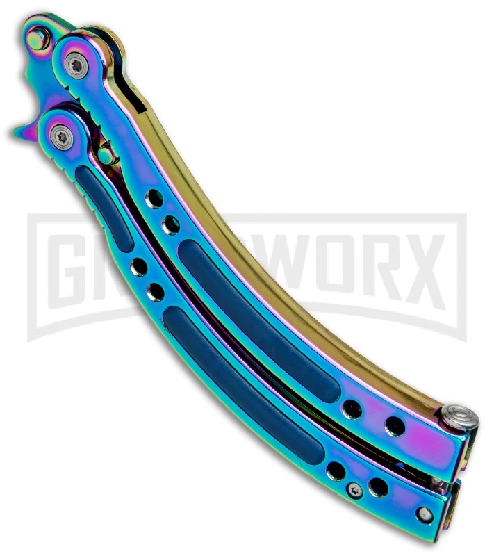 Andux CS Spectrum Balisong Butterfly Knife W/ Blue Inlays - Bowie Spectrum Plain 4 Andux CS Spectrum Balisong Butterfly Knife W/ Blue Inlays - Bowie Spectrum Plain - Image 2