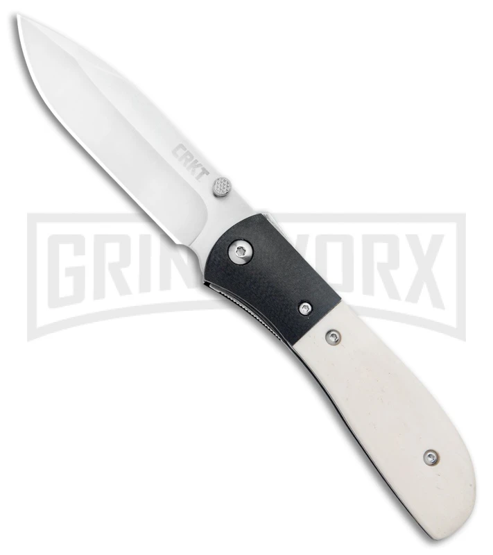 CRKT Carson White Bone Spring Assisted Knife - Satin Plain 3 CRKT Carson White Bone Spring Assisted Knife - Satin Plain