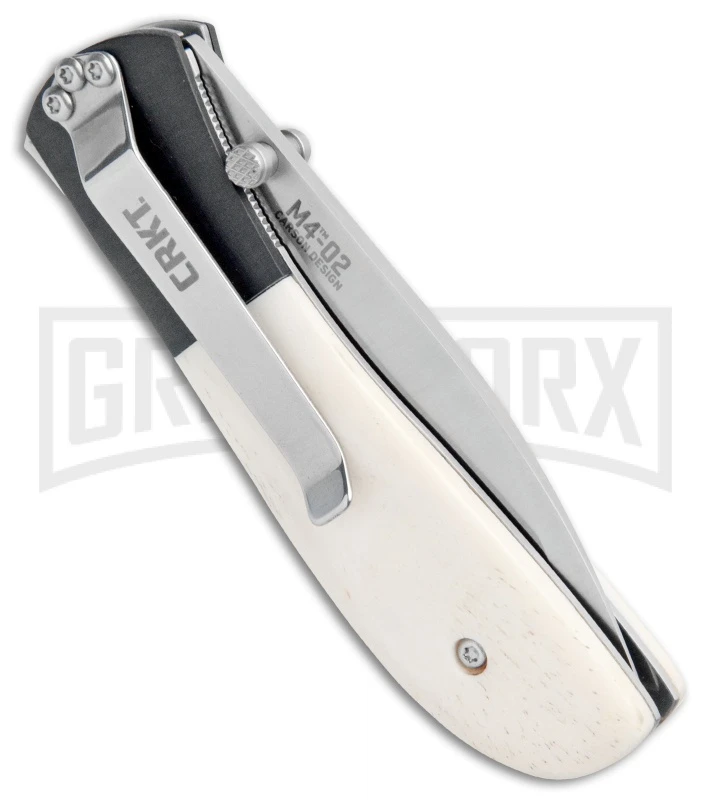 CRKT Carson White Bone Spring Assisted Knife - Satin Plain 5 CRKT Carson White Bone Spring Assisted Knife - Satin Plain - Image 3