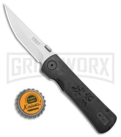 CRKT Folding Heiho Black G-10 Spring Assisted Knife - Satin Plain -Kershaw Store CRKT Folding Heiho SA Satin 2900 BHQ 6277 jr bottlecap large
