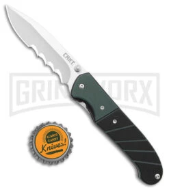 CRKT Ignitor Black & Green G-10 Spring Assisted Knife - Satin Serr -Kershaw Store CRKT Ignitor SA Black and Green G 10 Satin Serr BHQ 4147 jr bottlecap large