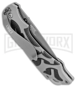CRKT Moxie Gray/Black Spring Assisted Knife - Titanium Plain -Kershaw Store CRKT Merch Moxie Gray Black SA Grey Plain 1102 BHQ 18527 jr side large