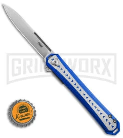CRKT Stickler Blue Aluminum Liner Lock Knife - Satin Plain -Kershaw Store CRKT Stickler LL Assisted Flipper Knife Blue Aluminum 2in Satin BHQ 145866 td size large