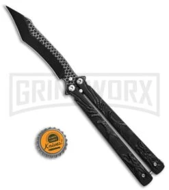 Chalkhill Balisong Black Butterfly Knife - Black Tanto Dragon Handles -Kershaw Store Chalkhill Baisong Black Butterfly Knife Black Dragon Handles GX 37649 td size large
