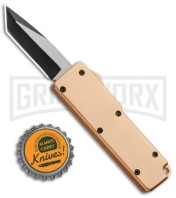 Chud Gold OTF Automatic Knife - Black Tanto Plain -Kershaw Store Chud Mini Gold OTF Auto Black Tanto Plain T279935 8 GX 33388 jr bottlecap large