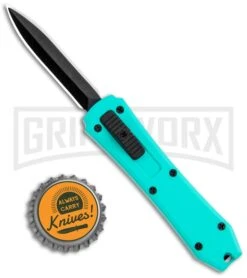 Coffin Blaster Aqua Blue DA/OTF Automatic Knife - Black Plain -Kershaw Store Coffin Blaster Aqua Blue DA OTF Auto Black Plain GX 35363 jr bottlecap large